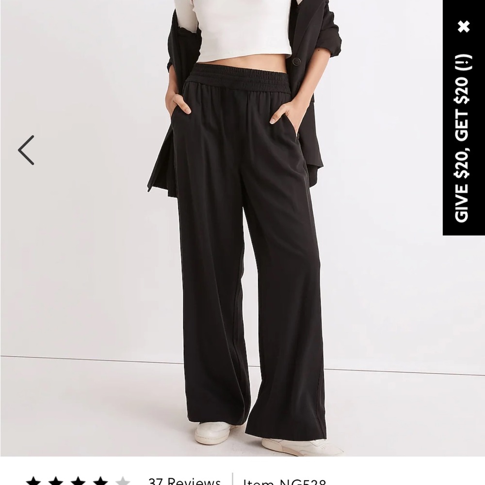 Drapeweave Carley Wide-Leg Pants - Madewell size medium, black
